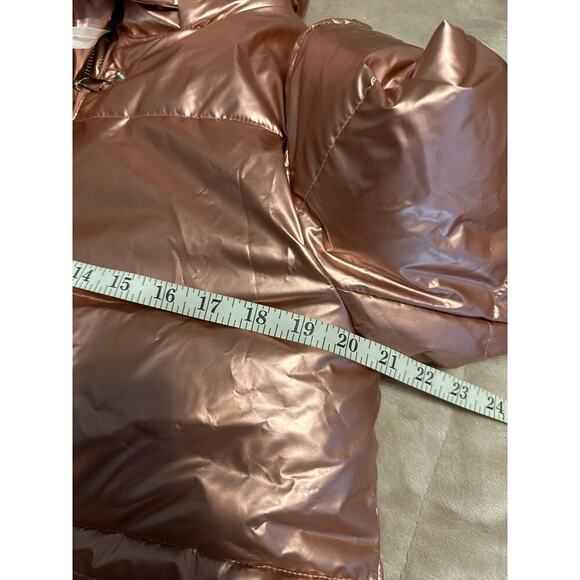 Grace Karin Hooded Pink Metallic Puffer Coat Size Medium NWT Removeable Hood - Picture 5 of 6